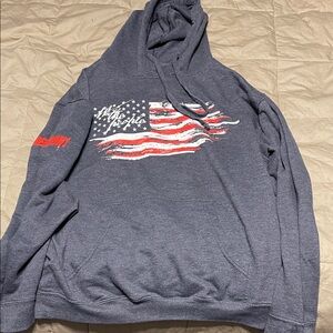 Patriotic Gray Hoodie with Flag Design